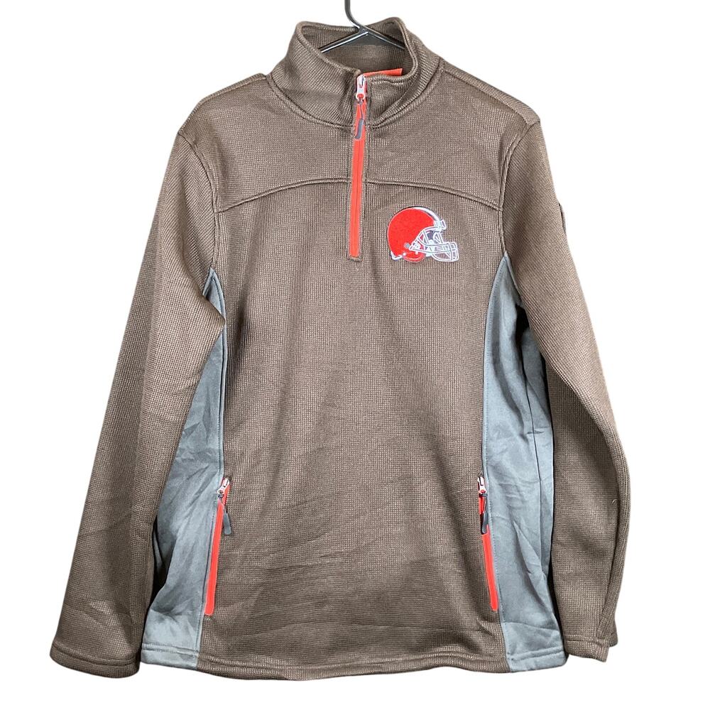 Team Apparel Mens Cleveland Browns 1/4 Zip Sweater Fleece Lined Athleisure Small